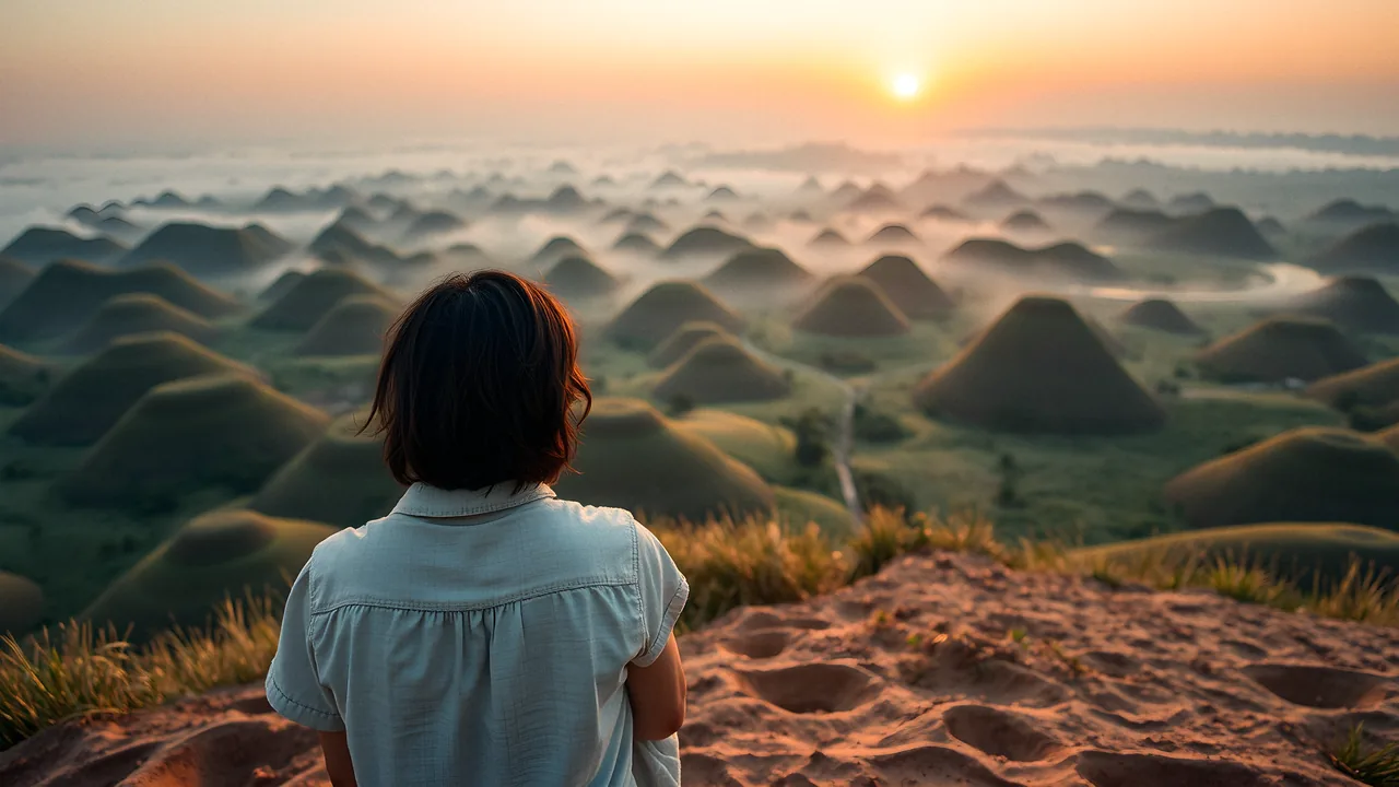 Bohol Countryside & Panglao: The Chocolate Hills of Bohol in morning mist